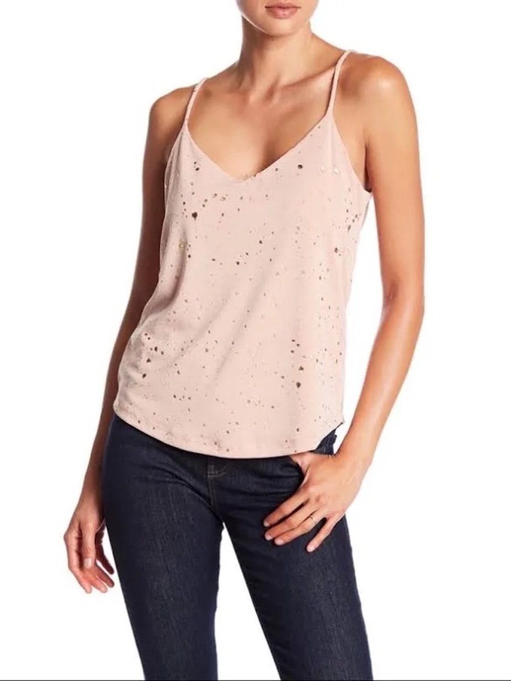 Sincerely Jules Blush Pink Speckled gold V-Neck tank